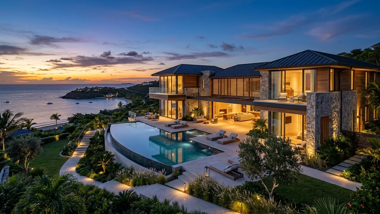 Luxury residence at twilight, generated with Style2AI