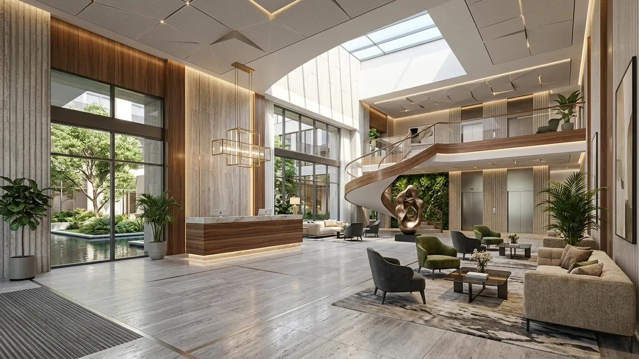 Styled photorealistic luxury living room interior render, generated with Style2AI